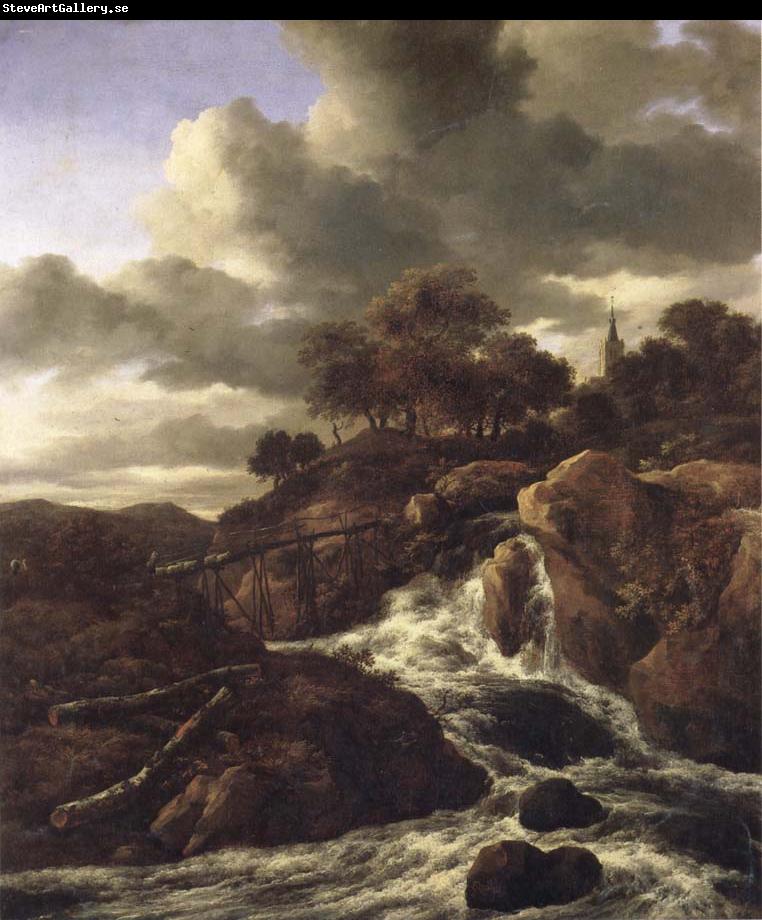 Jacob van Ruisdael A Waterfall with Rocky Hilla and Trees